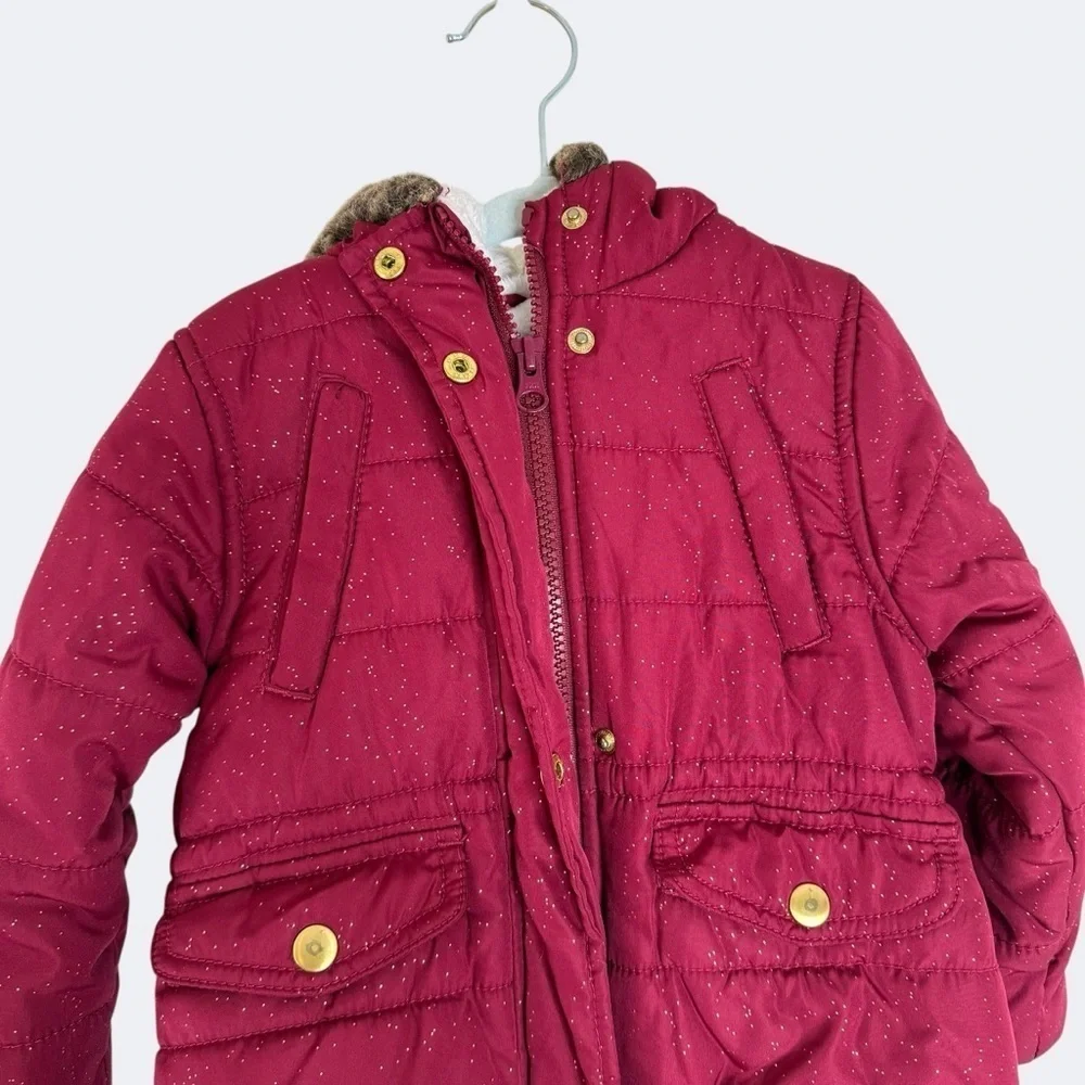 Carter's Kids Red Quilted Lined Hooded Jacket 3T Girls